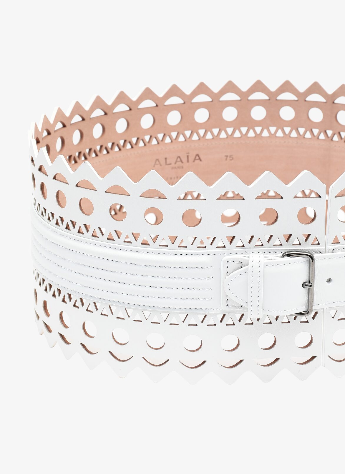 Small corset belt in vienne wave calfskin ALAÏA WHITE SMALL CORSET BELT IN VIENNE WAVE CALFSKIN